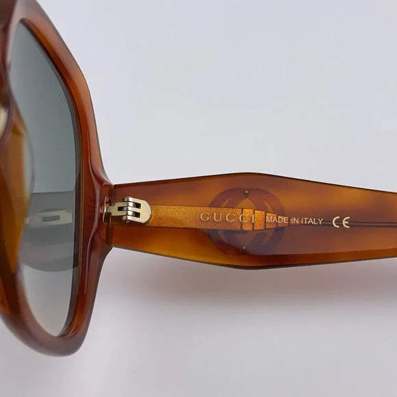 🔥 GUCCI LOGO GG0796S 003 Sunglasses Havana Gray Gradient Geometric Women